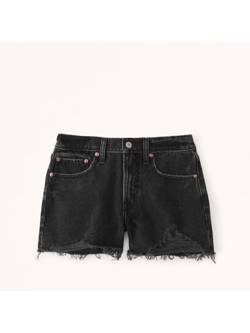 Abercrombie & Fitch Black Distressed Denim Mid Rise Boyfriend Cutoff Shorts
